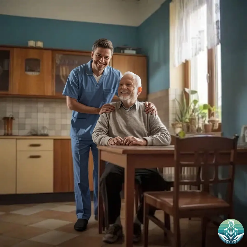 Home nursing care for elderly patient provided by professional caregiver at home in Kuwait